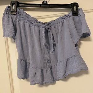 Blue off the shoulder pacsun crop top
